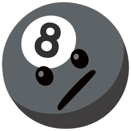 pool 8 ball and face with diagonal mouth