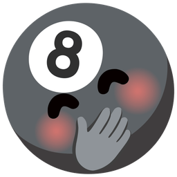 pool 8 ball and face with hand over mouth