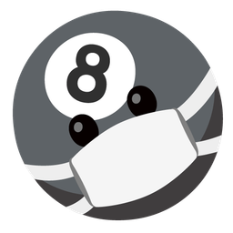 pool 8 ball and face with medical mask