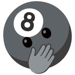 pool 8 ball and face with open eyes and hand over mouth