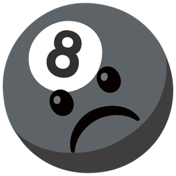 pool 8 ball and frowning face