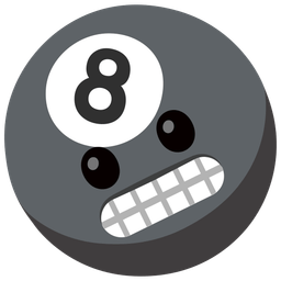 pool 8 ball and grimacing face