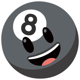 Pool 8 ball and Grinning face with big eyes