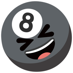 Pool 8 ball and Grinning squinting face