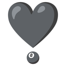 pool 8 ball and heart exclamation