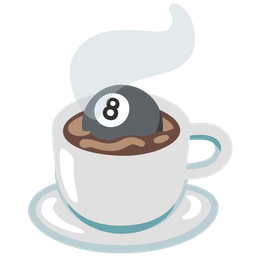 pool 8 ball and hot beverage