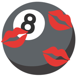 pool 8 ball and kiss mark