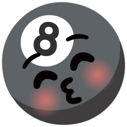 Pool 8 ball and Kissing face with closed eyes