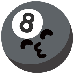 Pool 8 ball and Kissing face with smiling eyes