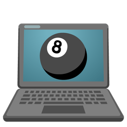 pool 8 ball and laptop