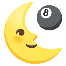 pool 8 ball and last quarter moon face