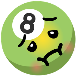 pool 8 ball and nauseated face