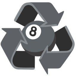 pool 8 ball and recycling symbol