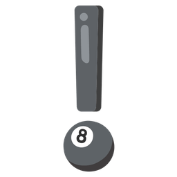 pool 8 ball and red exclamation mark
