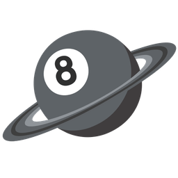 pool 8 ball and ringed planet