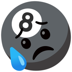 pool 8 ball and sad but relieved face