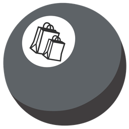 pool 8 ball and shopping bags