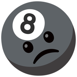 pool 8 ball and slightly frowning face