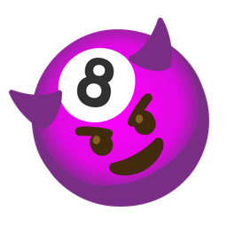 pool 8 ball and smiling face with horns