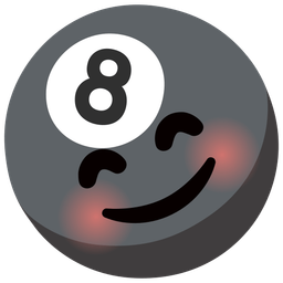 Pool 8 ball and Smiling face with smiling eyes