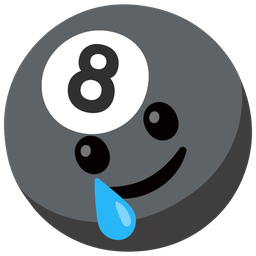 Pool 8 ball and Smiling face with tear