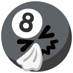 pool 8 ball and sneezing face