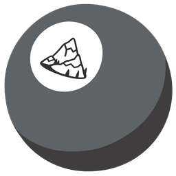 pool 8 ball and snow-capped mountain