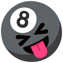 Pool 8 ball and Squinting face with tongue