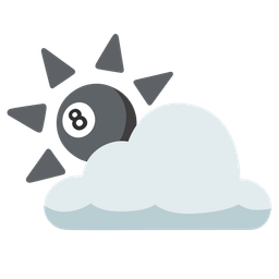 pool 8 ball and sun behind cloud