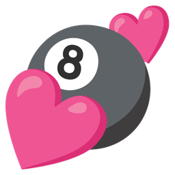 pool 8 ball and two hearts