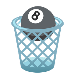 pool 8 ball and wastebasket