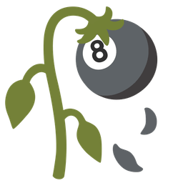 pool 8 ball and wilted flower