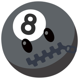 pool 8 ball and zipper-mouth face