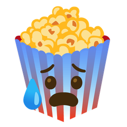 Popcorn and Anxious face with sweat