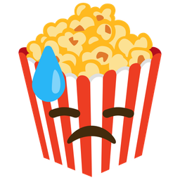 Popcorn and Downcast face with sweat