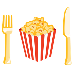 Popcorn and Fork and knife with plate