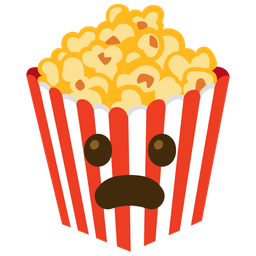 Popcorn and Frowning face with open mouth