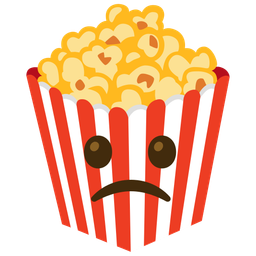 Popcorn and Slightly frowning face