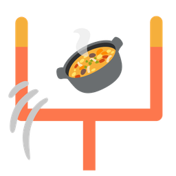 pot of food and american football