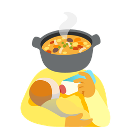 pot of food and baby bottle