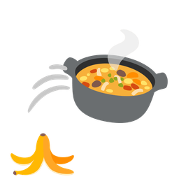 pot of food and banana