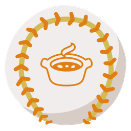 pot of food and baseball