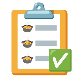 pot of food and check mark button