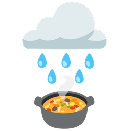 pot of food and cloud with rain