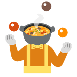 pot of food and clown face