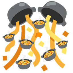 pot of food and confetti ball