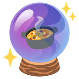 pot of food and crystal ball