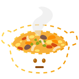 pot of food and dotted line face