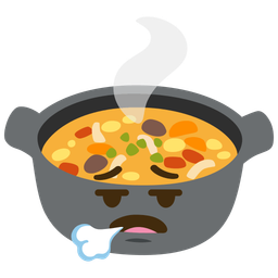 pot of food and face exhaling