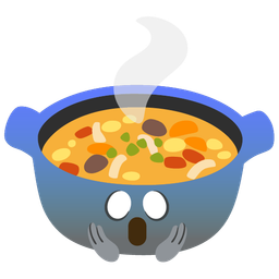 pot of food and face screaming in fear